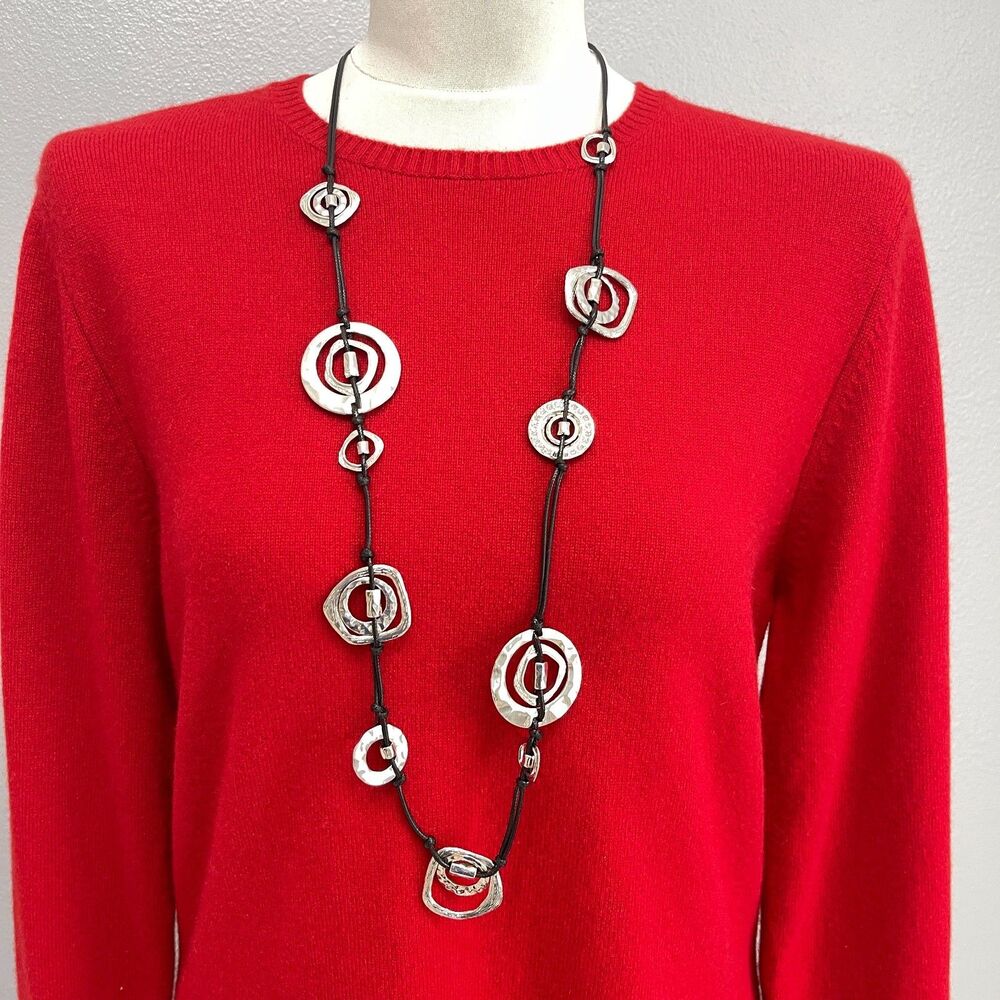 Chico's Black Cord Silver-tone Fashion Necklace
